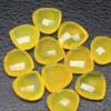 Yellow Lemon Chalcedony Faceted Heart Drop Beads Sold per 1 pair & Sizes 14mm x 14mm approx. Chalcedony is a cryptocrystalline variety of quartz. Comes in many colors such as blue, pink, aqua. Also known to lower negative energy for healing purposes. 